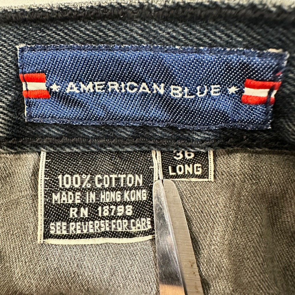 American Blue Vintage Mens Jeans 36 Long Cotton Straight Leg Dark Wash Fade Gray - Picture 5 of 8